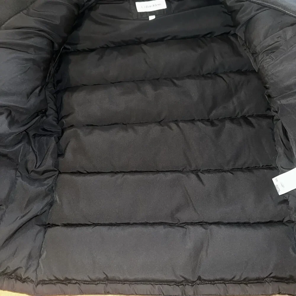 Calvin Klein Men's Core Puffer with Polar Fleece Bib Jacket Black Small